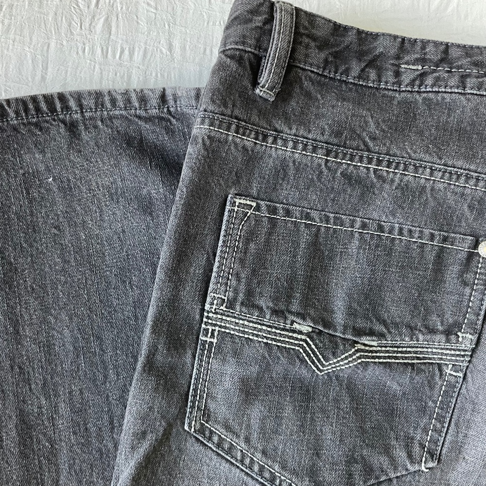 Point Zero Men’s Jeans Washed Black Cotton Straight Leg Zipper Fly 34 x 34